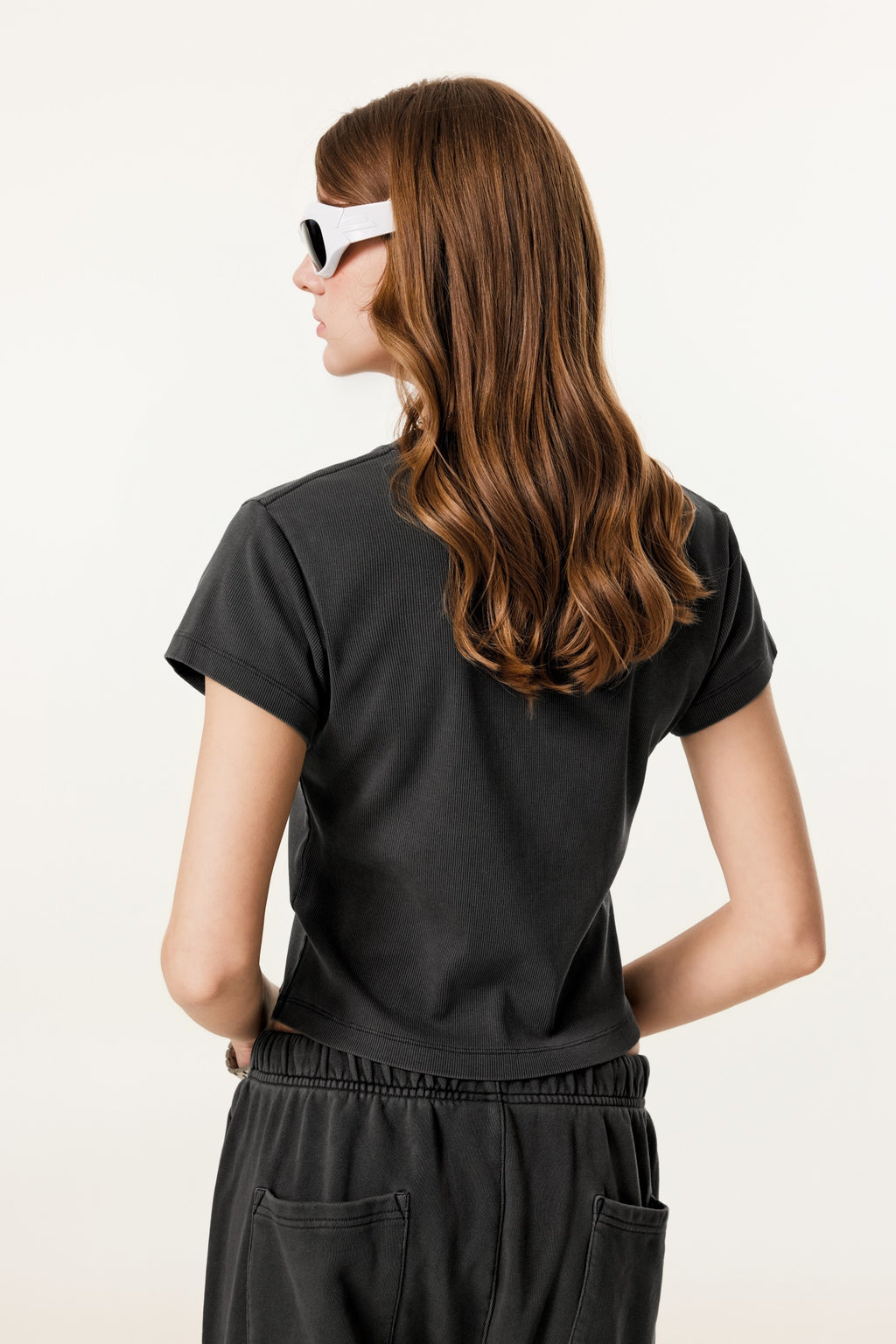 275GSM Women’s Figure-Flattering Straight Shoulder T-shirt Dark gray
