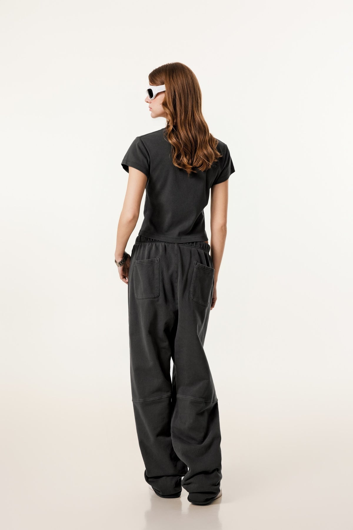 275GSM Women’s Figure-Flattering Straight Shoulder T-shirt Dark gray