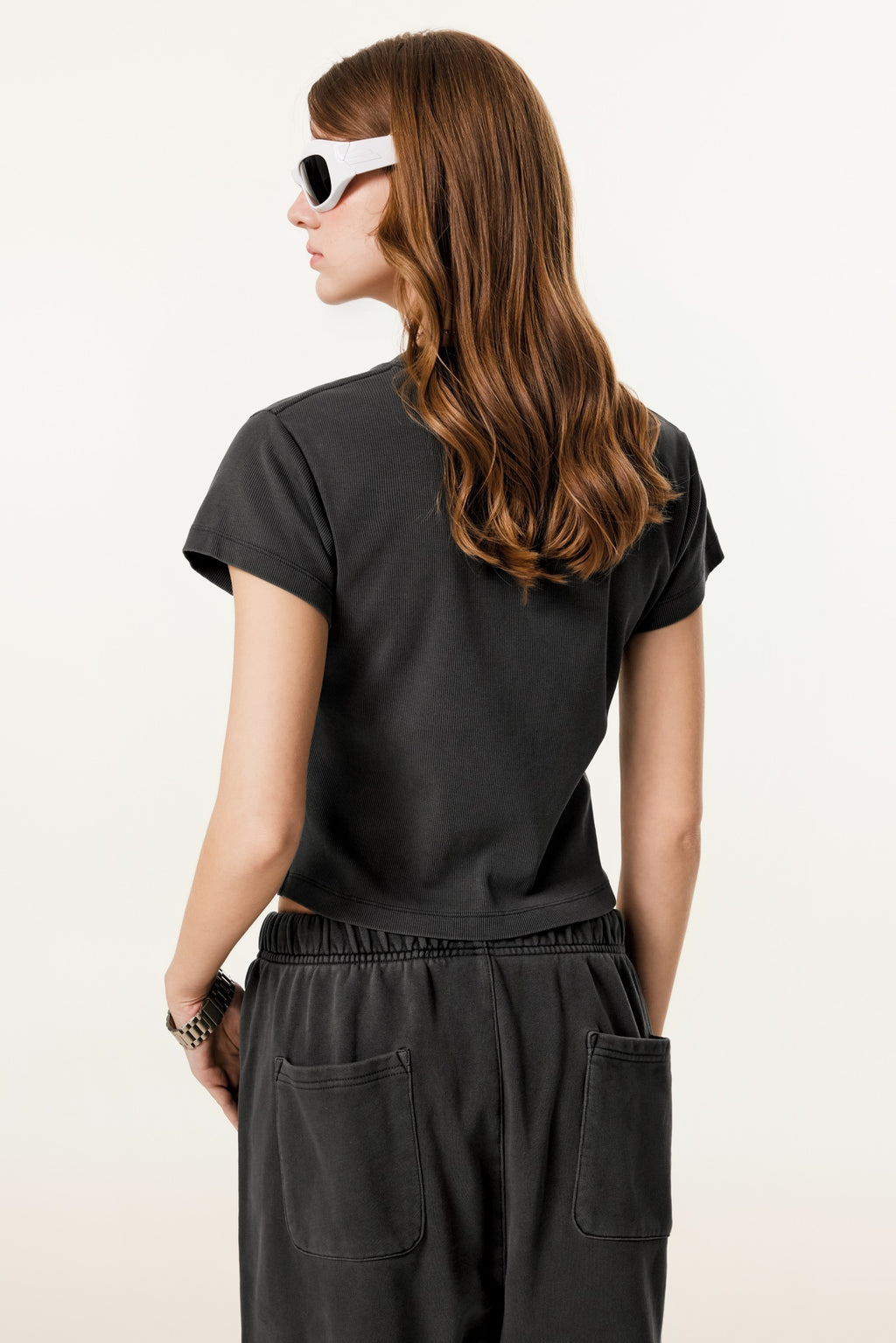 275GSM Women’s Figure-Flattering Straight Shoulder T-shirt Dark gray