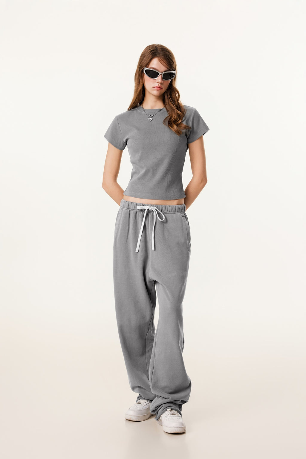 275GSM Women’s Figure-Flattering Straight Shoulder T-shirt Medium gray