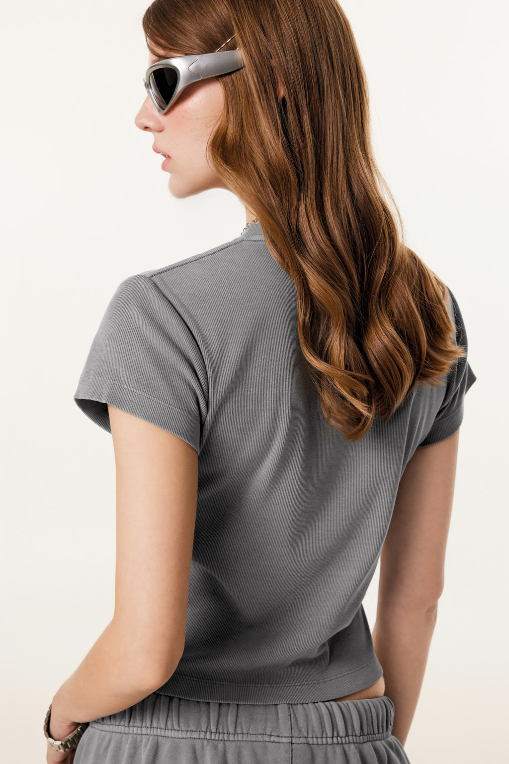 275GSM Women’s Figure-Flattering Straight Shoulder T-shirt Medium gray