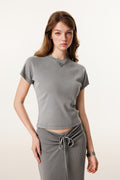 275GSM Women’s Slimming Raglan Short T-shirt Medium gray