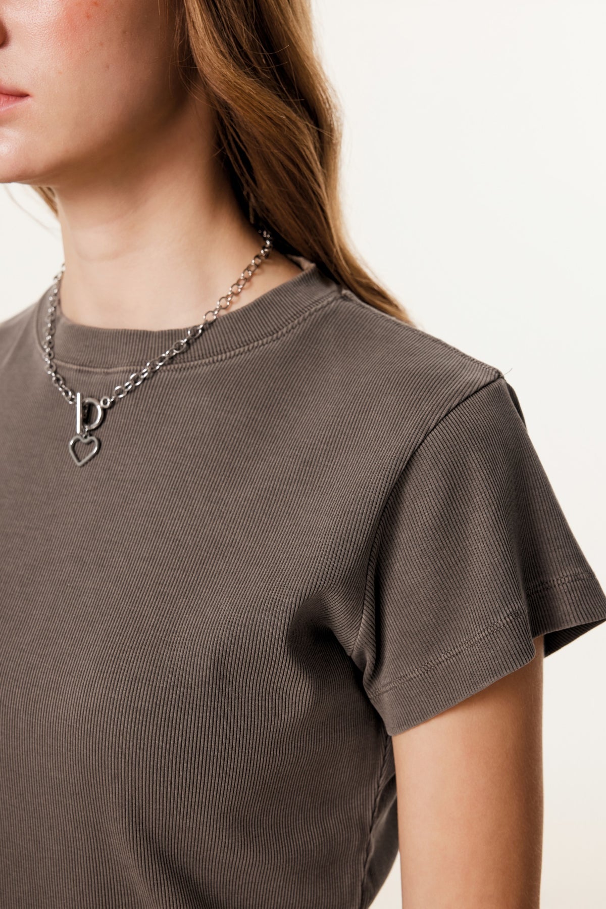 275GSM Women’s Figure-Flattering Straight Shoulder T-shirt Coffee 