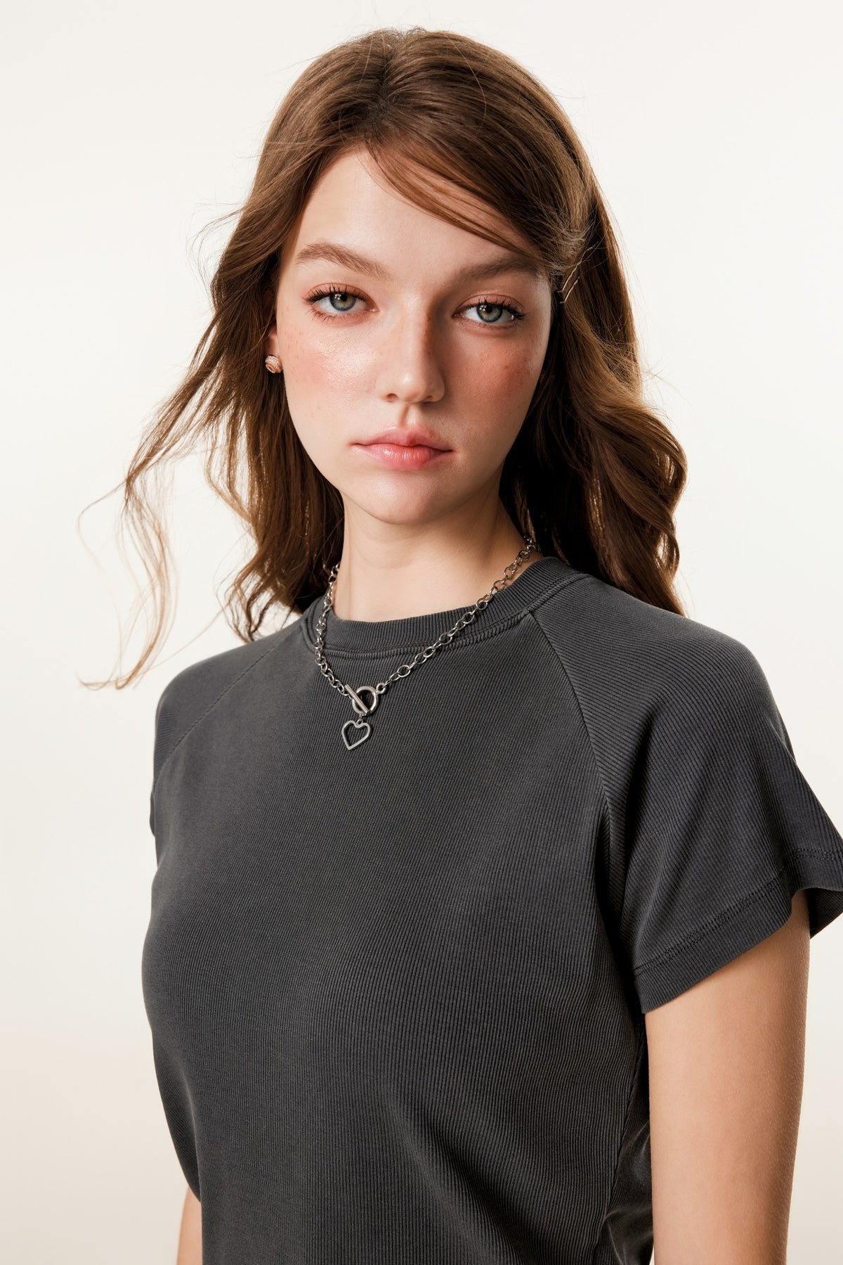 275GSM Women’s Slimming Raglan Short T-shirt Dark gray