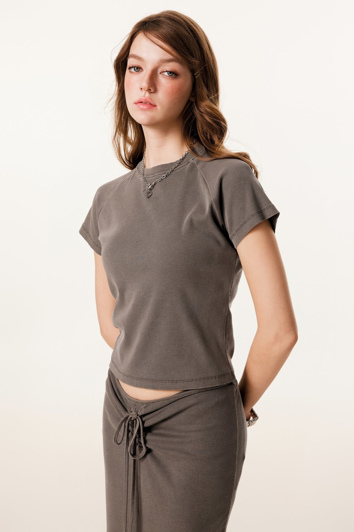 275GSM Women’s Slimming Raglan Short T-shirt Coffee