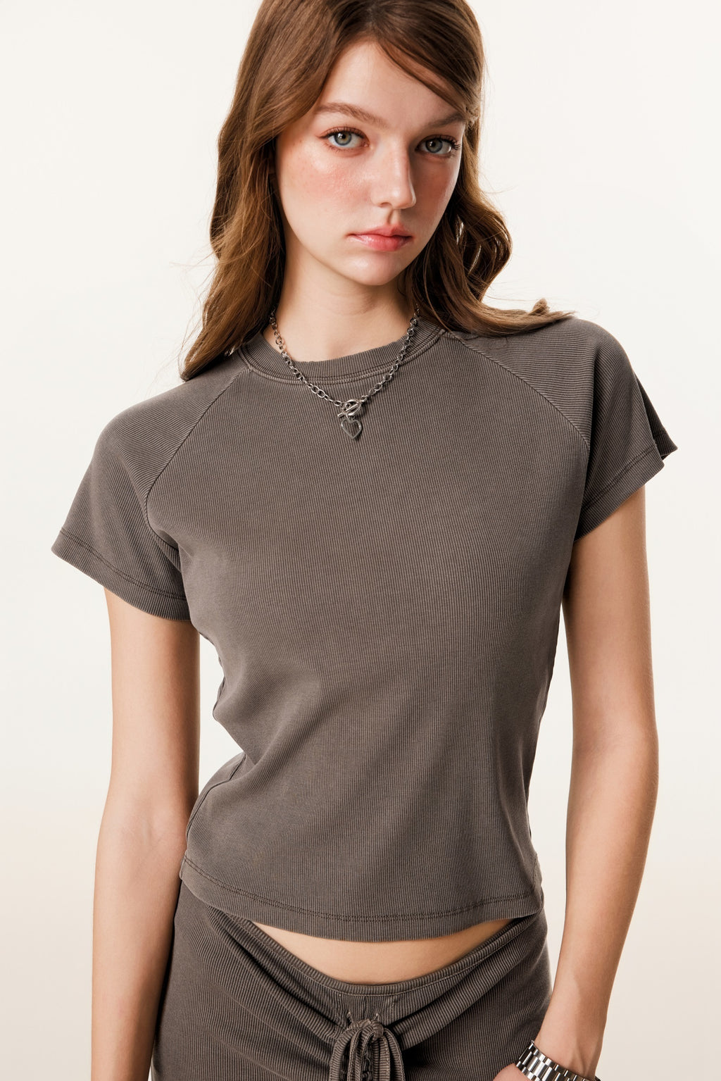 275GSM Women’s Slimming Raglan Short T-shirt Coffee