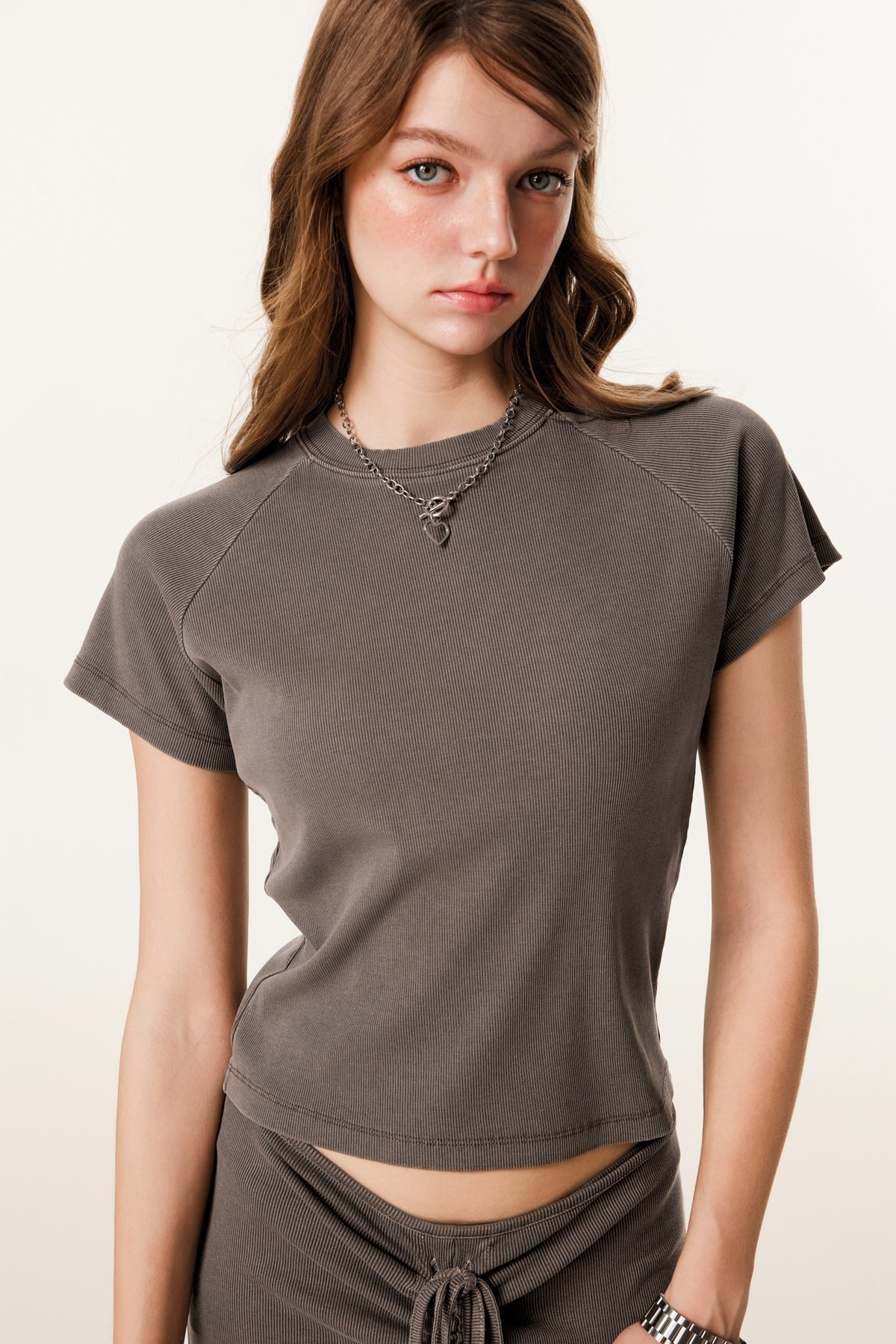 275GSM Women’s Slimming Raglan Short T-shirt Coffee