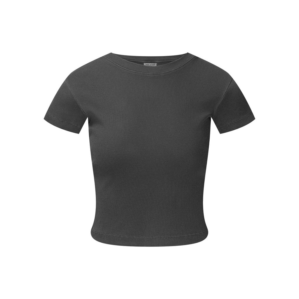 275GSM Women’s Figure-Flattering Straight Shoulder T-shirt Dark gray