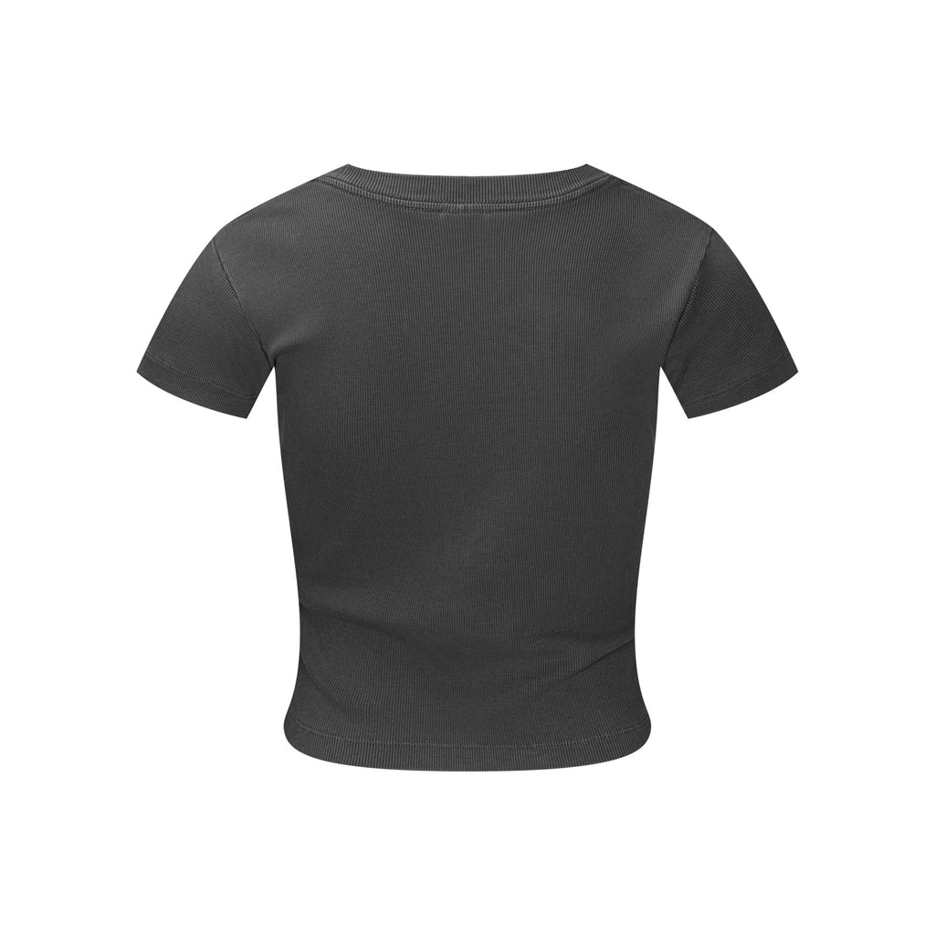 275GSM Women’s Figure-Flattering Straight Shoulder T-shirt Dark gray