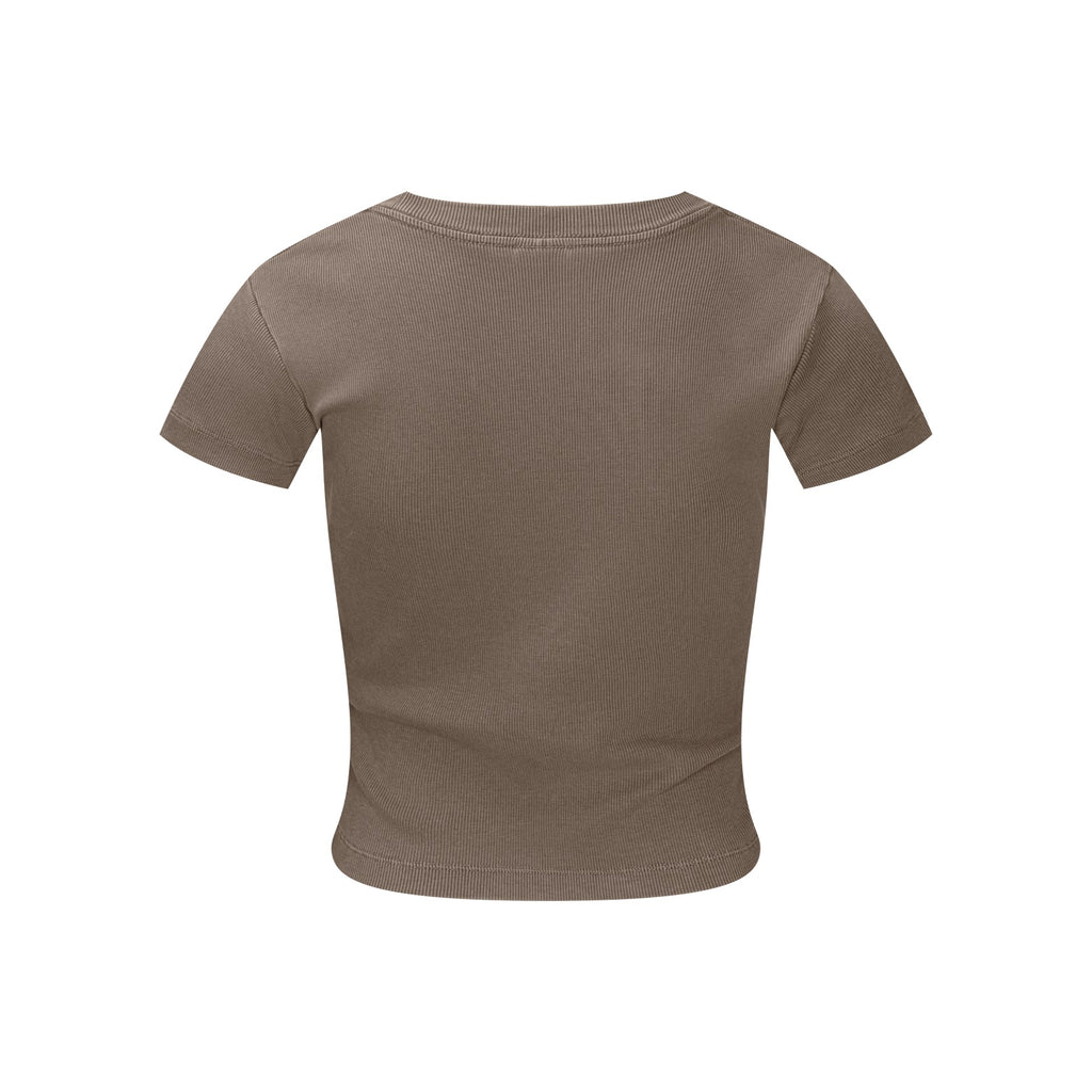 275GSM Women’s Figure-Flattering Straight Shoulder T-shirt Coffee 