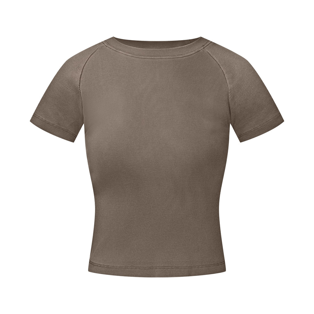275GSM Women’s Slimming Raglan Short T-shirt Coffee