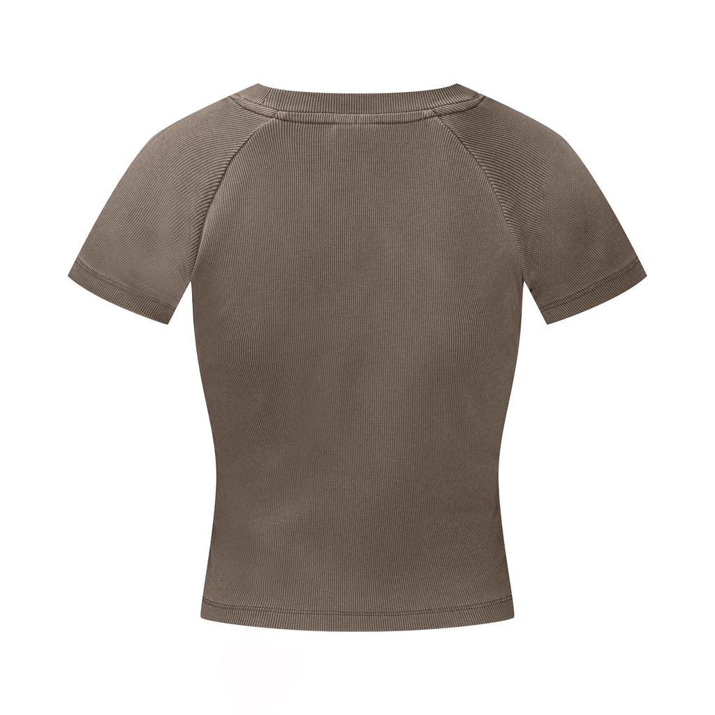 275GSM Women’s Slimming Raglan Short T-shirt Coffee