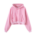 400GSM Women’s Retro-Wash Raglan Cropped Hoodie Rose pink