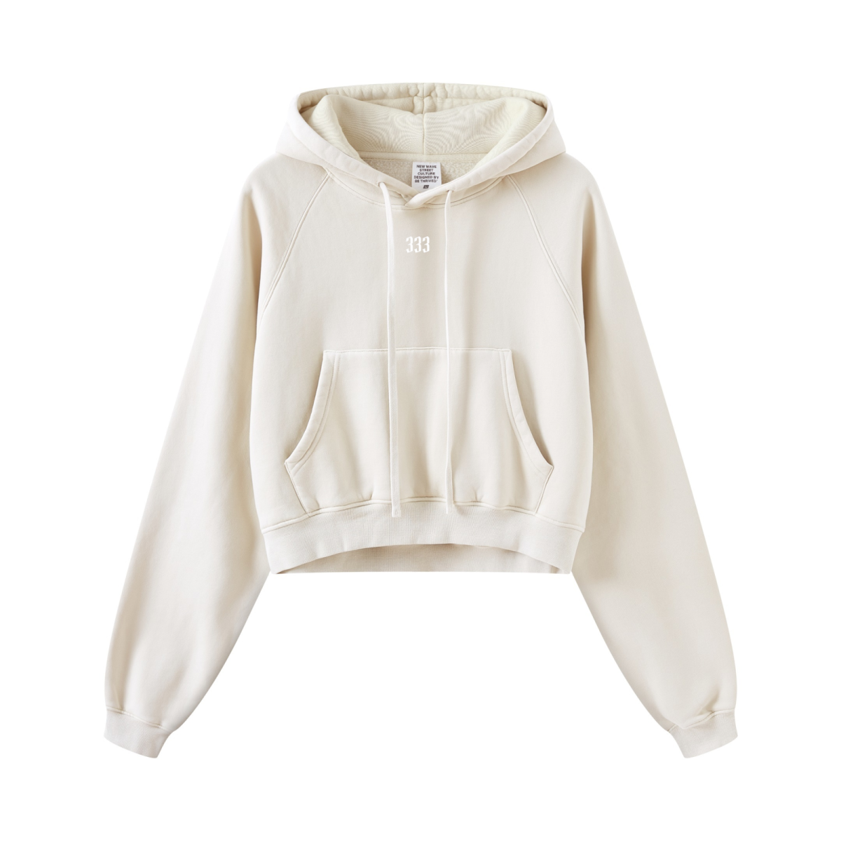400GSM Women’s Retro-Wash Raglan Cropped Hoodie Gray Apricot