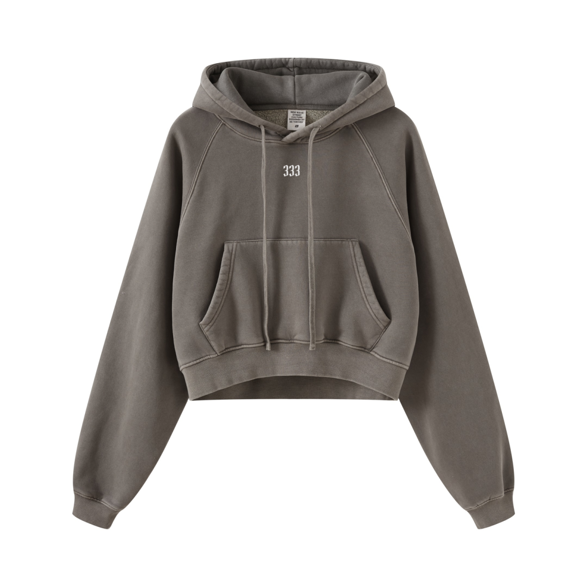 400GSM Women’s Retro-Wash Raglan Cropped Hoodie   Coffee