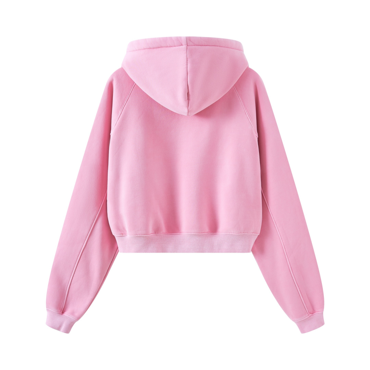 400GSM Women’s Retro-Wash Raglan Cropped Hoodie Rose pink