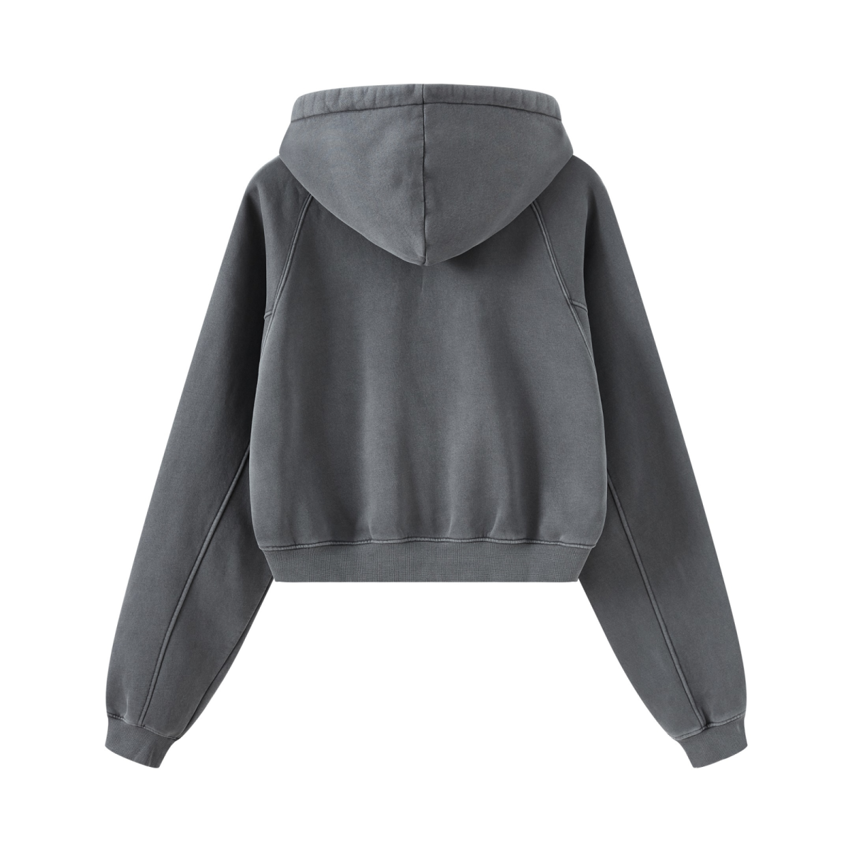 400GSM Women’s Retro-Wash Raglan Cropped Hoodie Dark gray