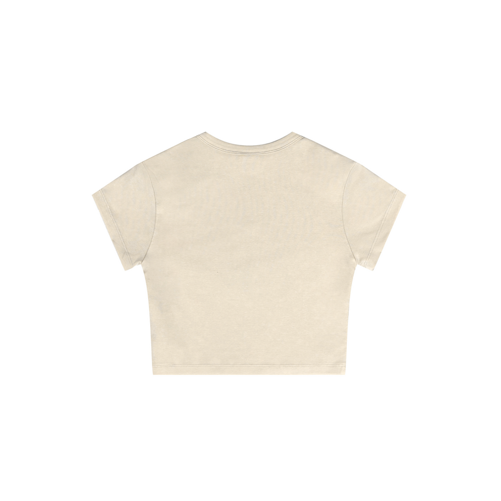 235GSM Women's Slim-Fit Washed Stretch Cotton Crop T-Shirt Vintage Beige