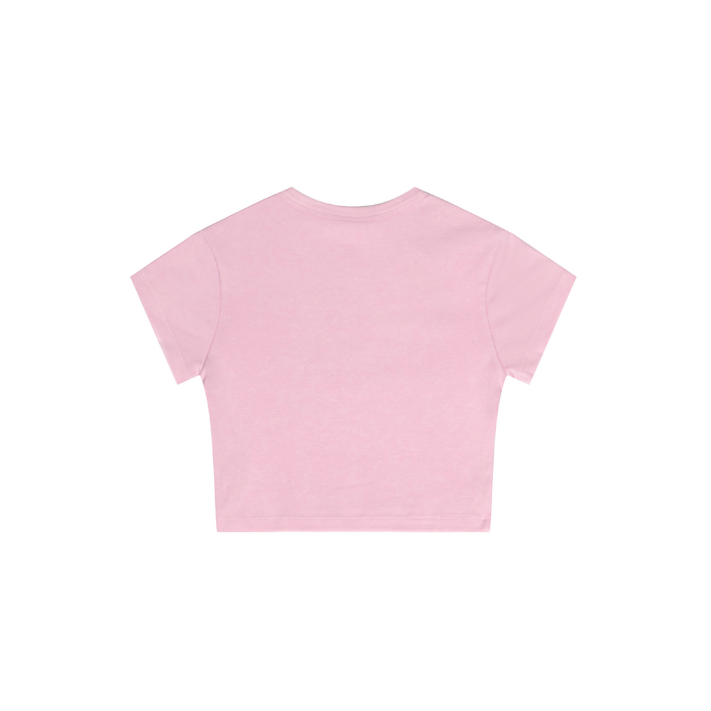 235GSM Women's Slim-Fit Washed Stretch Cotton Crop T-Shirt Pink