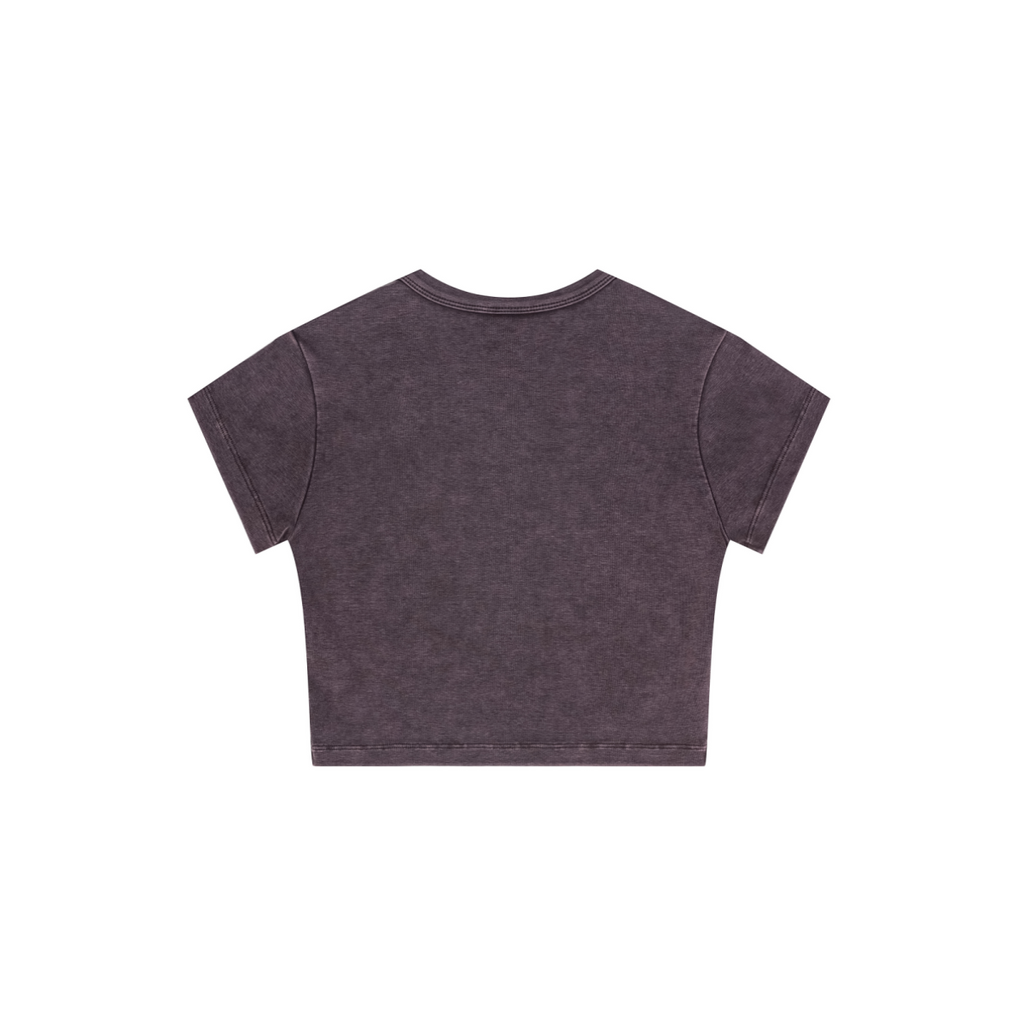 235GSM Women's Slim-Fit Washed Stretch Cotton Crop T-Shirt Grape Purple