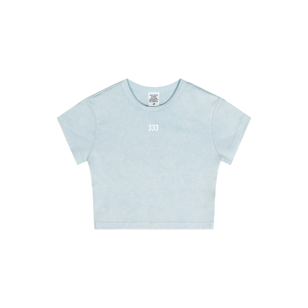 235GSM Women's Slim-Fit Washed Stretch Cotton Crop T-Shirt Sky Blue
