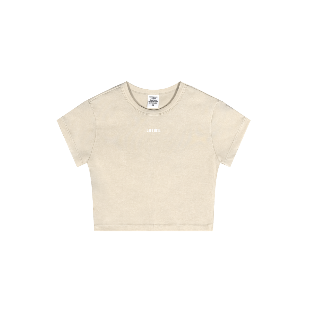 235GSM Women's Slim-Fit Washed Stretch Cotton Crop T-Shirt Vintage Beige