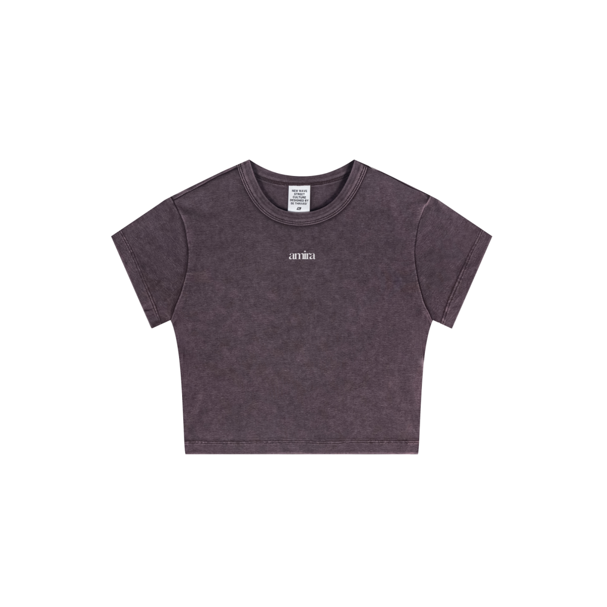 235GSM Women's Slim-Fit Washed Stretch Cotton Crop T-Shirt Grape Purple