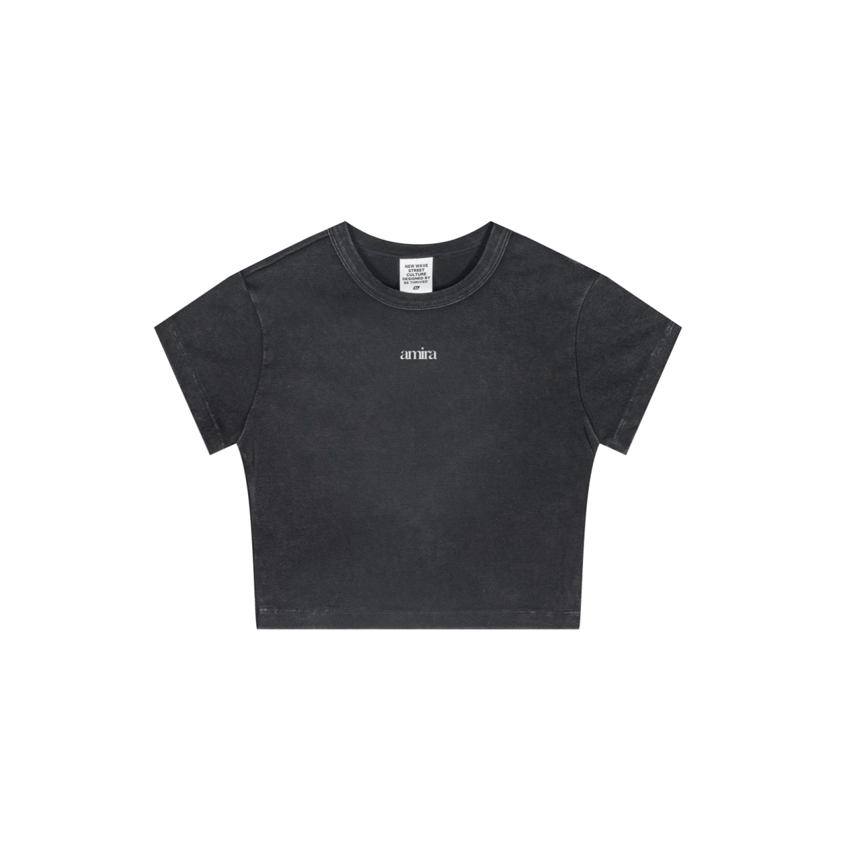235GSM Women's Slim-Fit Washed Stretch Cotton Crop T-Shirt Snow wash