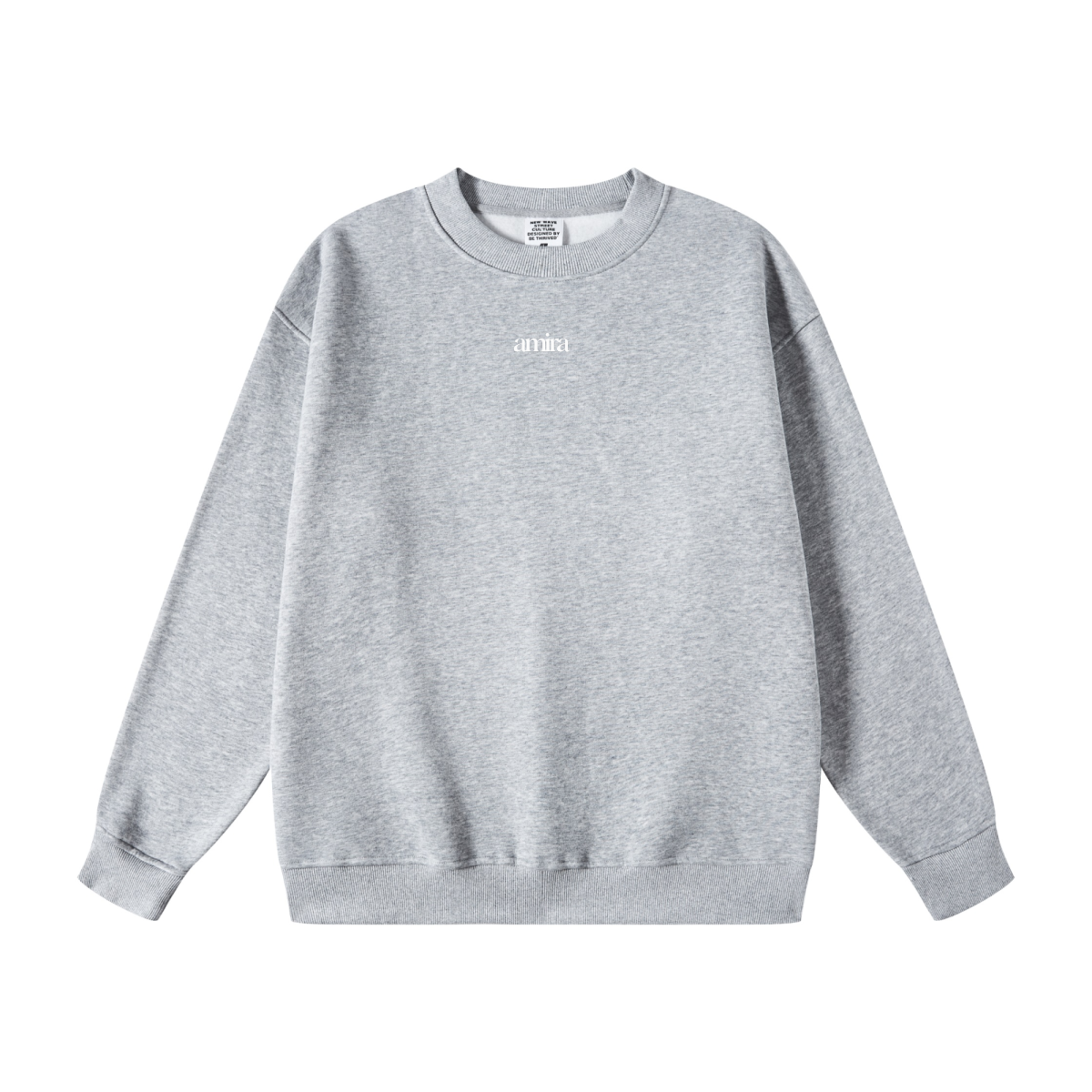 350GSM American-Style Women’s Solid-Color Small Collar Crew Neck Sweatshirt Grey
