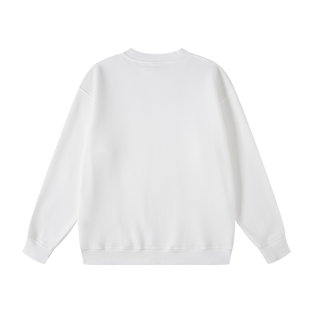 350GSM American-Style Women’s Solid-Color Small Collar Crew Neck Sweatshirt White