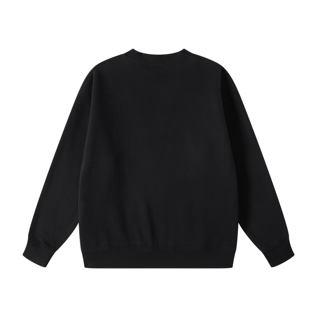 350GSM American-Style Women’s Solid-Color Small Collar Crew Neck Sweatshirt Black