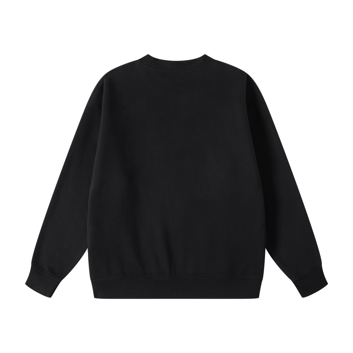 350GSM American-Style Women’s Solid-Color Small Collar Crew Neck Sweatshirt Black